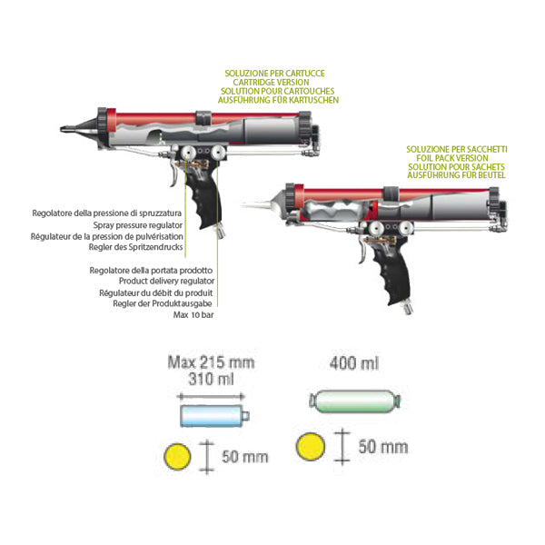 KIT SAM/2002 - Pistola per spruzzatura e cordonatura - SISTEMA UNIVERSALE ANI SAM/2002 - CARTUCCIA | SACCHETTO - Trattamenti superficiali - Ani - AH095701 KIT SAM/2002 - Pistola per spruzzatura e cordonatura - SISTEMA UNIVERSALE ANI SAM/2002 - CARTUCCIA | SACCHETTO - Trattamenti superficiali - Ani - AH095701